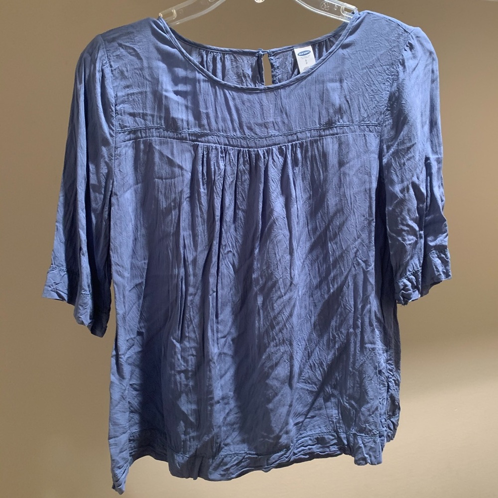 Baby blue flowy dress shirt